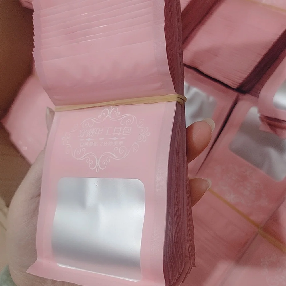 Frosted Plastic Ziplock Bags for Nail Tools and Press-On Nails