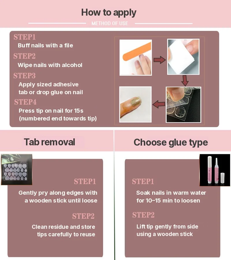Nalepovacie nechty Cat Eye Blush, dlhý tvar coffin, trblietavý povrch