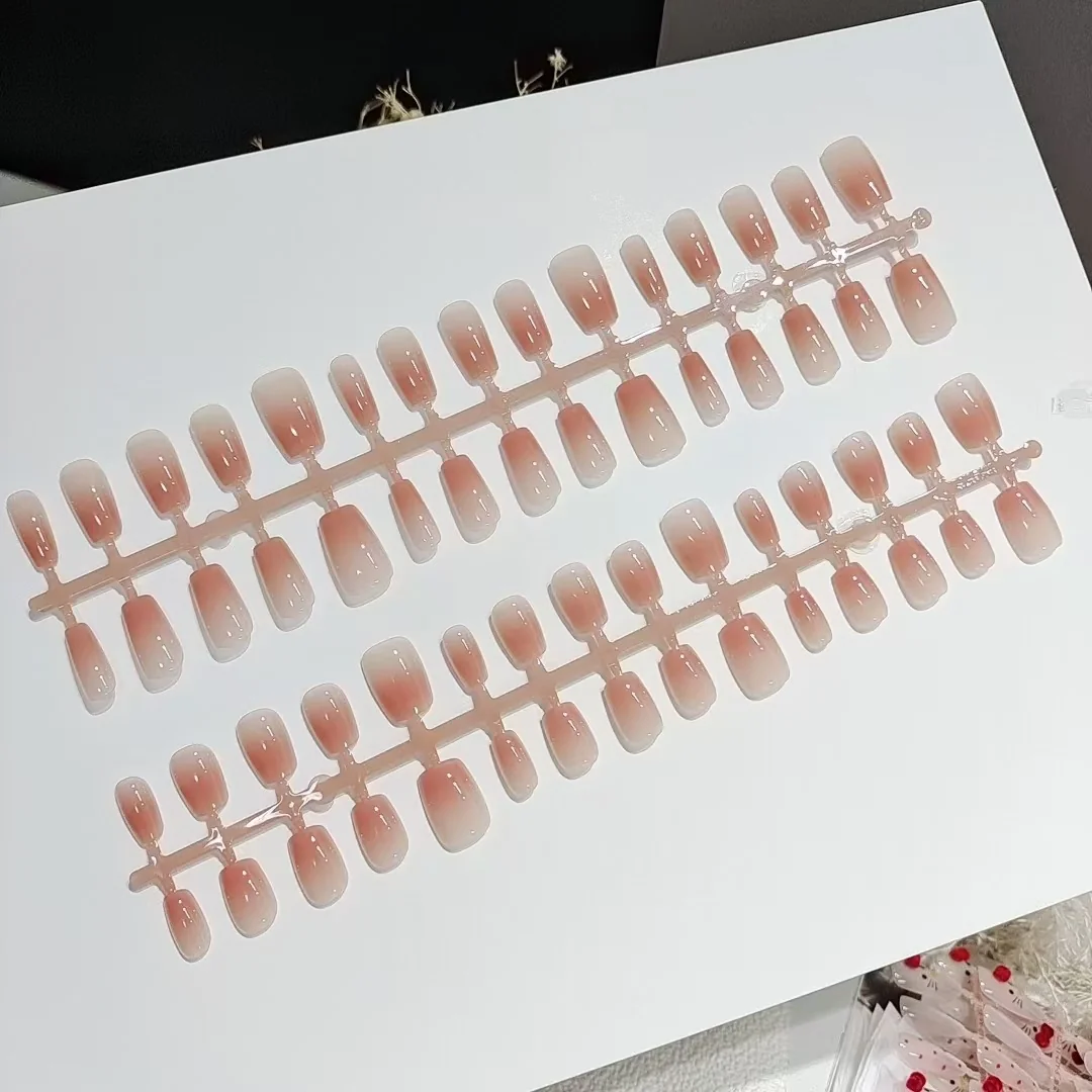 Pink Short Coffin Press On Nails 30 Pieces Reusable False Nail Tips