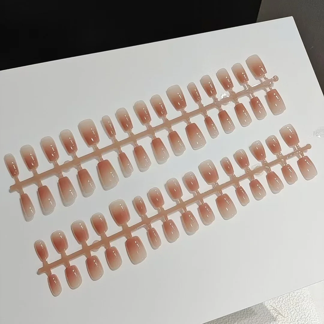 Pink Short Coffin Press On Nails 30 Pieces Reusable False Nail Tips
