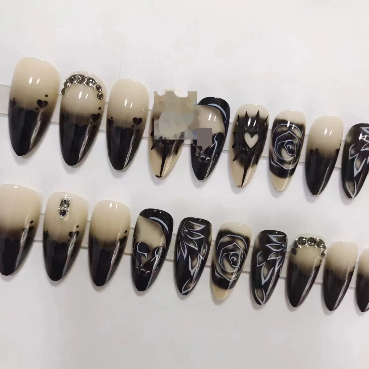 Uñas Postizas Calavera Halloween Largas Puntiagudas Estilo Gótico