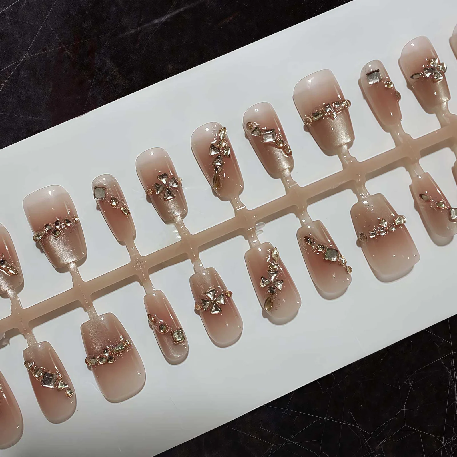 Strass Kunstnagels met Sterrenpatroon, 30-delige Set