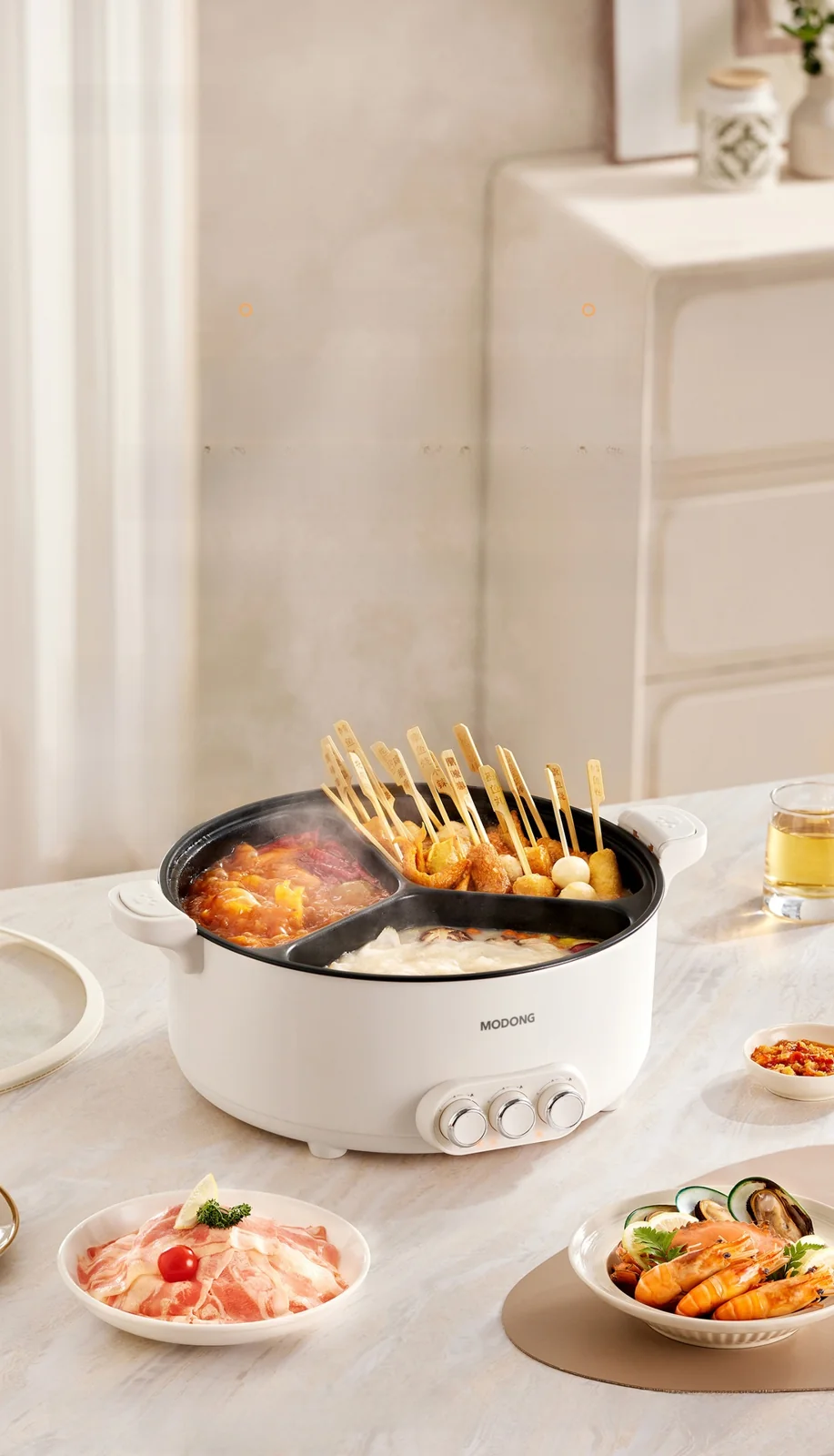 Elektrisk hot pot med skiljegryta 6L-8L, 220V, 5-6 personer