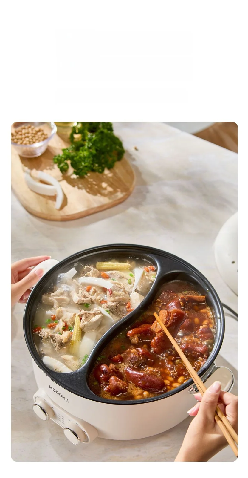6L Dual Zone Electric Hot Pot With Independent Temperature Control