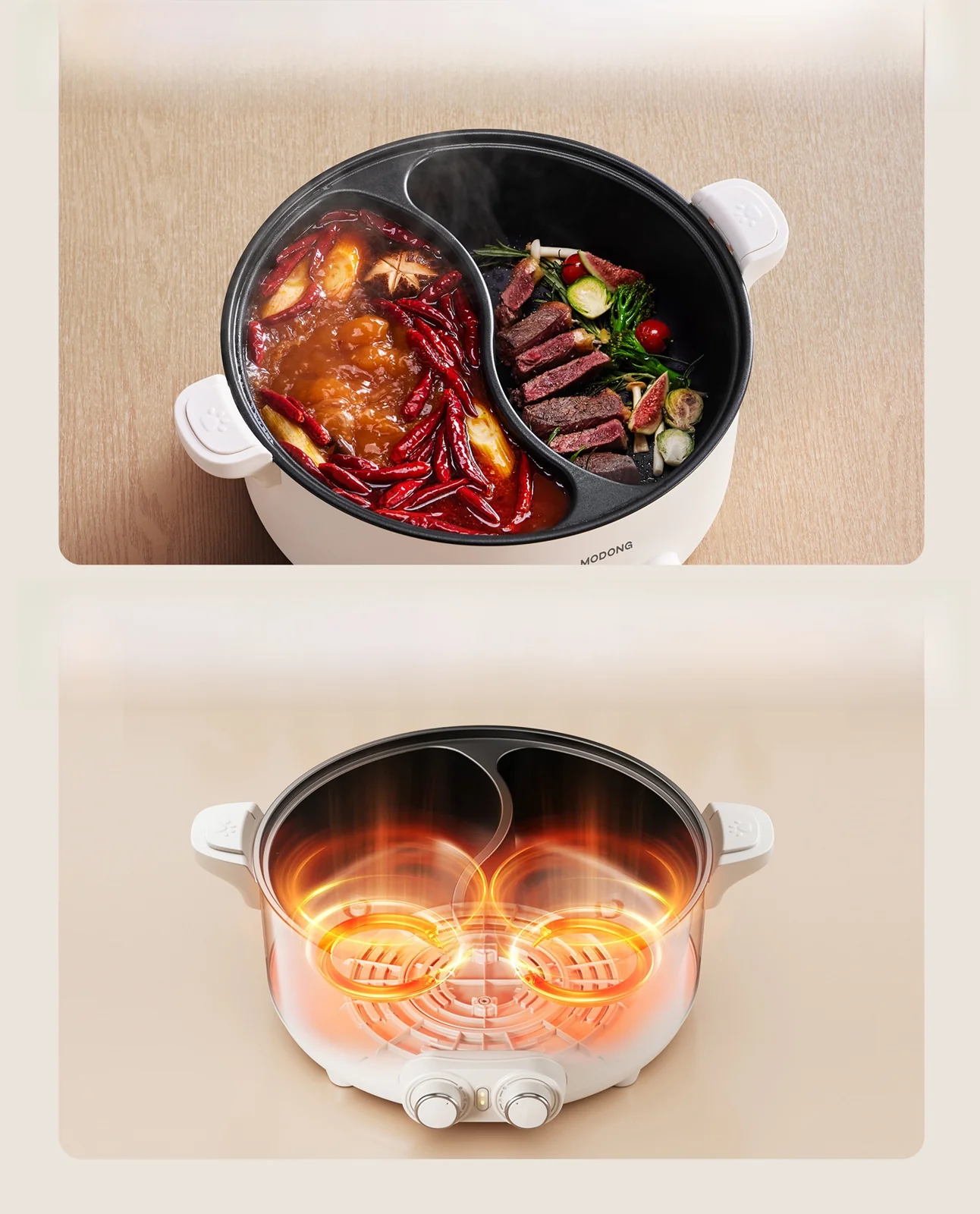 Elektrický dvouzónový hotpot 8L s nastavitelnou teplotou
