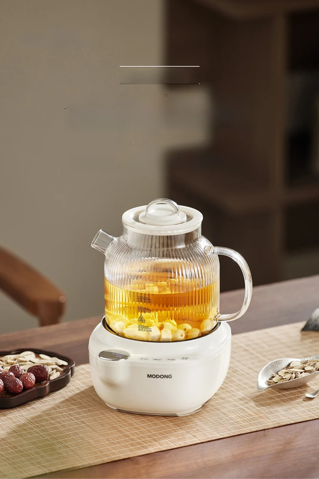 Electric Glass Health Pot with Temperature Control and Tea Steamer
