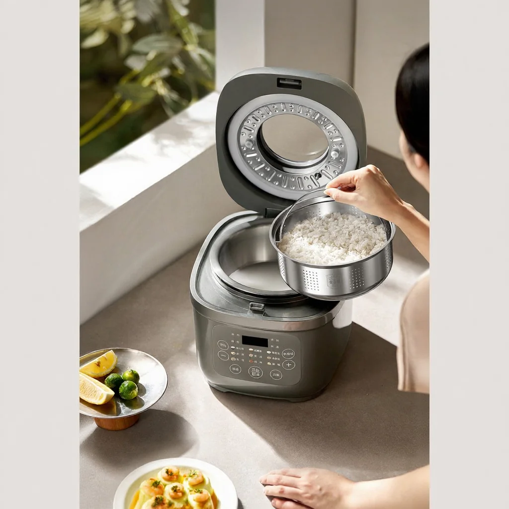 Electric Rice Cooker with Titanium Inner Pot, 2L/3L