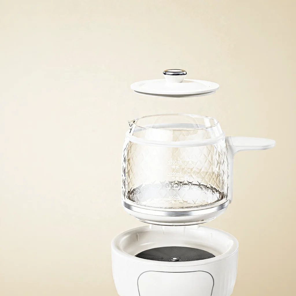 Glas-Elektro-Heißwasserkocher mit doppelwandigem Verbrühschutz