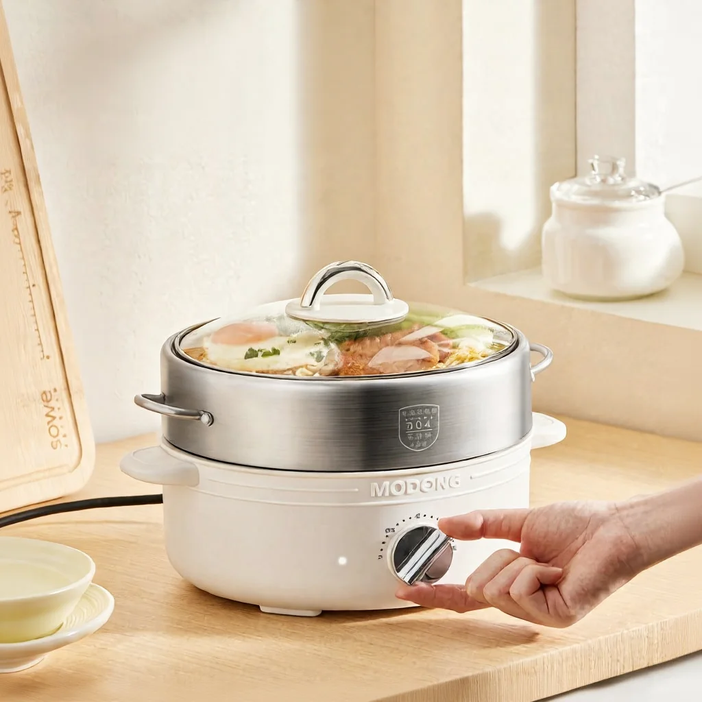 Osztott elektromos hot pot rozsdamentes acélból, 2L, 3 hőfokozat