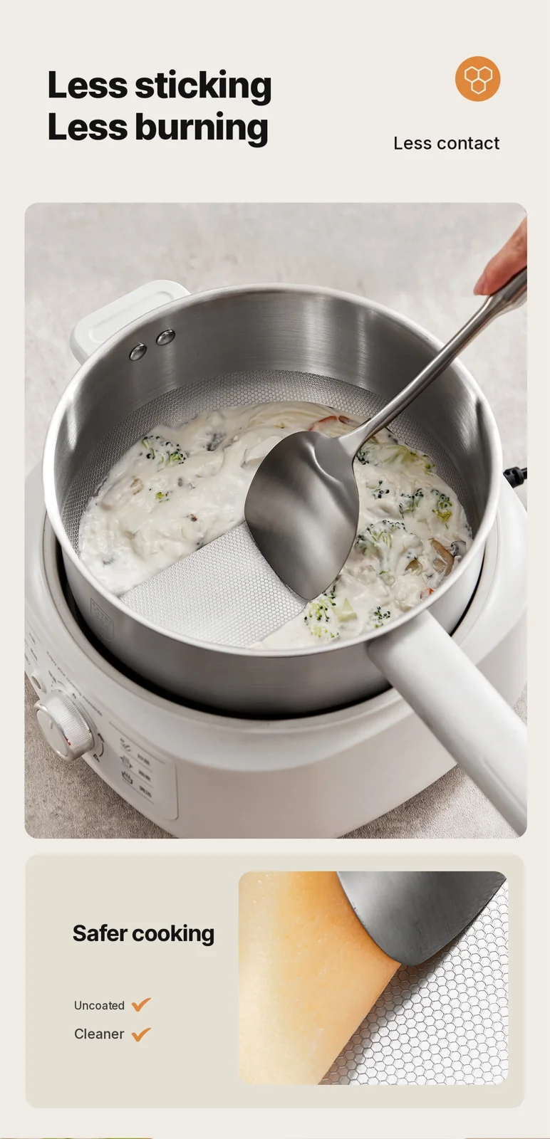Rustfrit stål elektrisk hotpot med damper, 3L, 220V