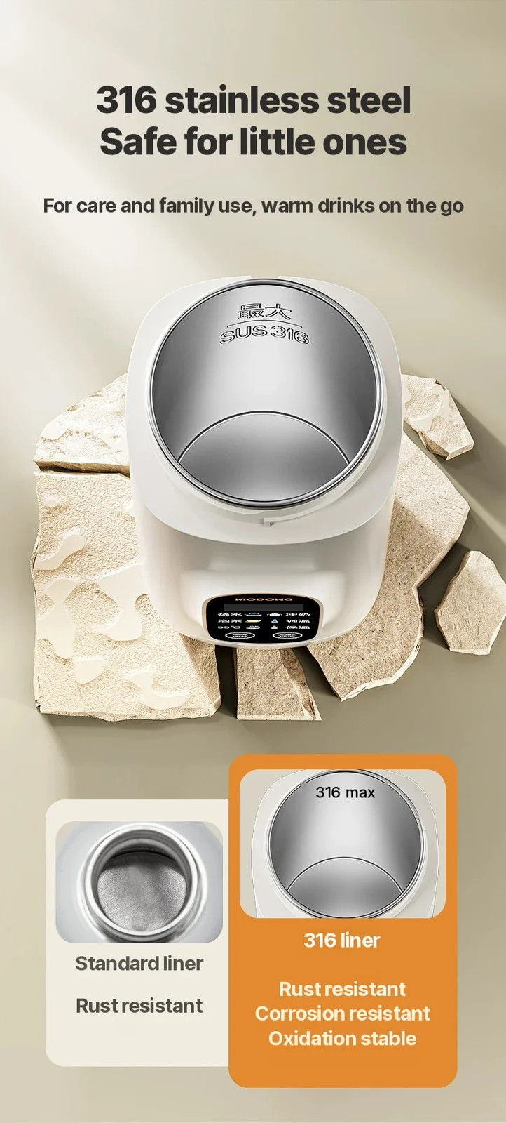 Tasse chauffante électrique portable avec fonction maintien au chaud