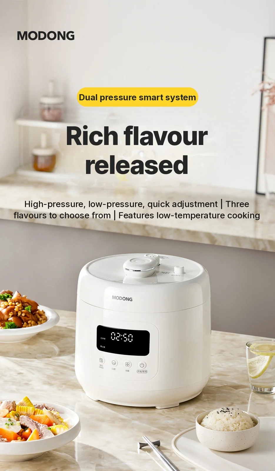 Panela de Pressão Elétrica 4L com Revestimento Cerâmico, 800W, Controle por Toque