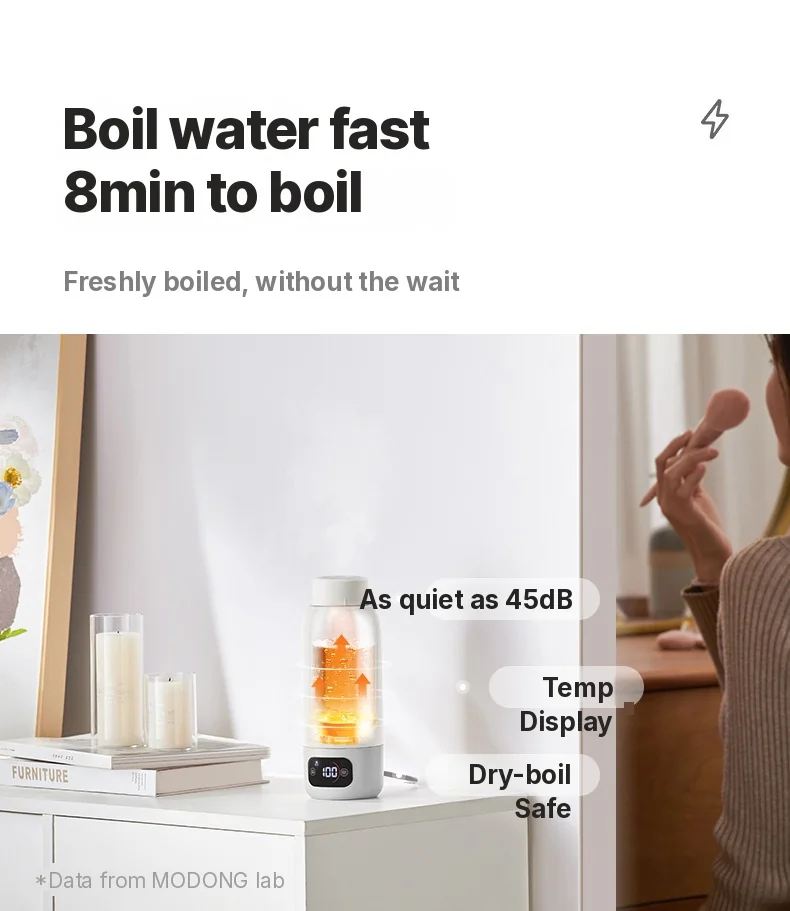 Tazza bollitore elettrica da viaggio portatile 600ml, rivestimento interno in acciaio inossidabile 316