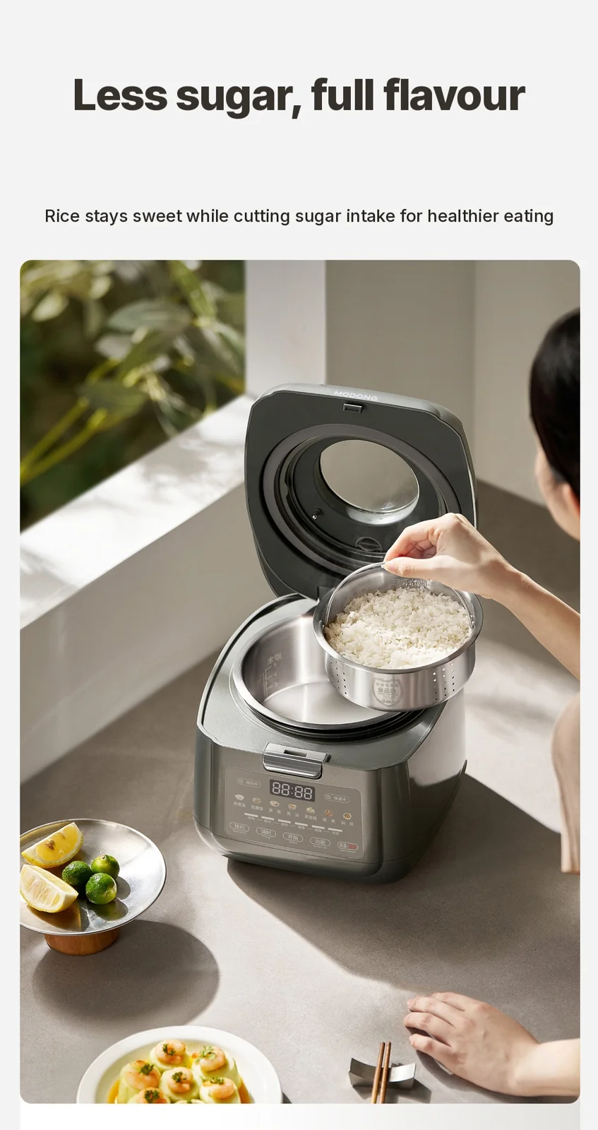3L Electric Rice Cooker With Keep Warm, Timer And Steaming