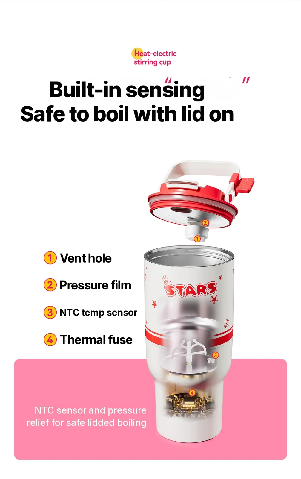 Electric Heating Cup With Stirring Function, 220V Portable
