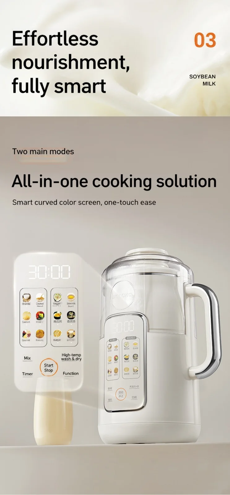 Heating Blender With 1.2L Capacity, Touch Control, Stainless Steel