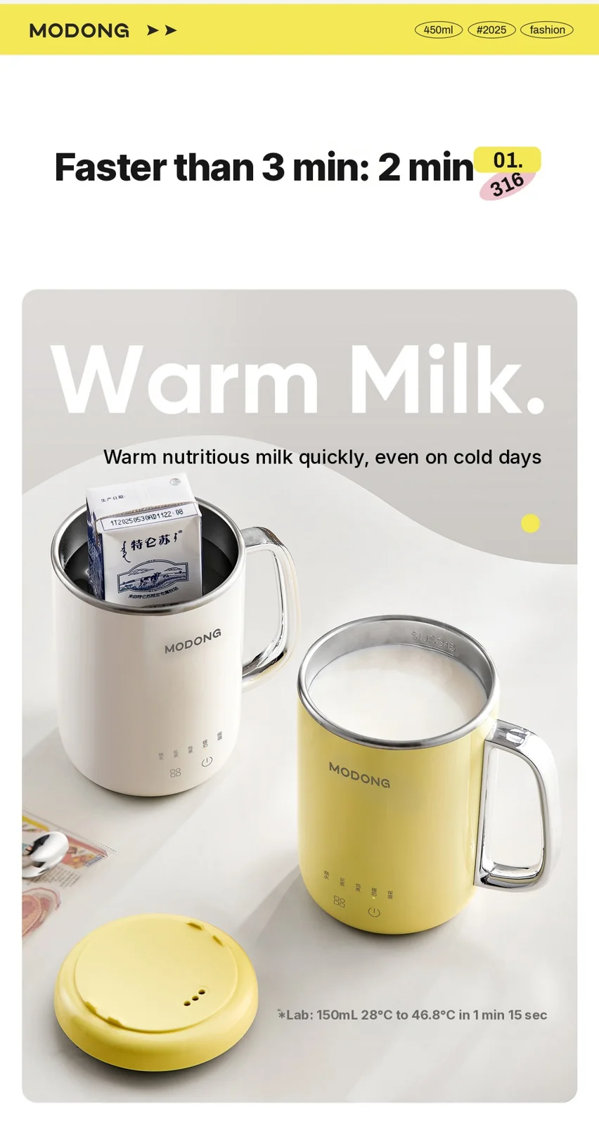 Mini Electric Porridge Cooker Cup 1L Under 220V Touch Control