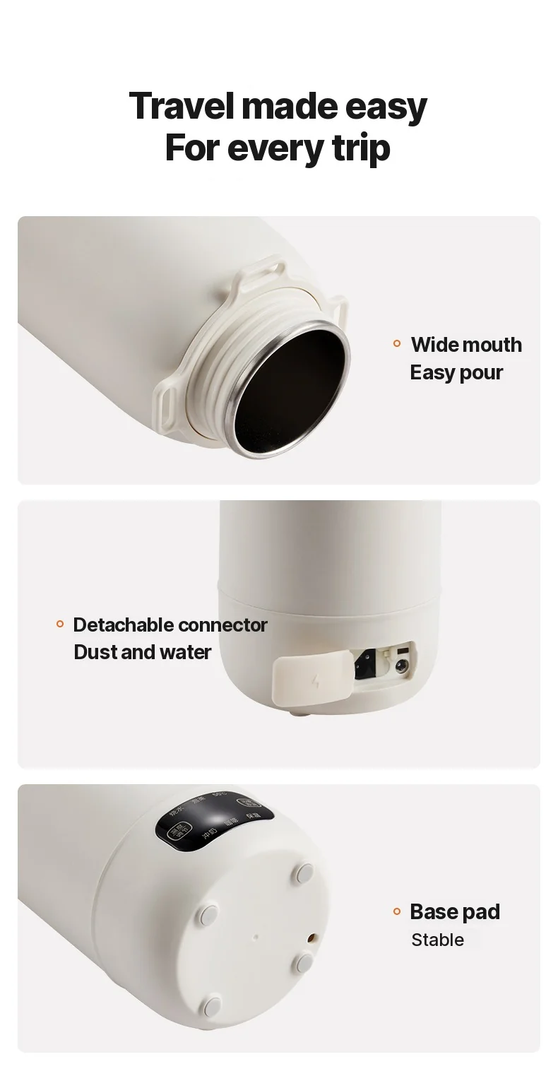 Bollitore elettrico da viaggio portatile 1L in acciaio inox 316