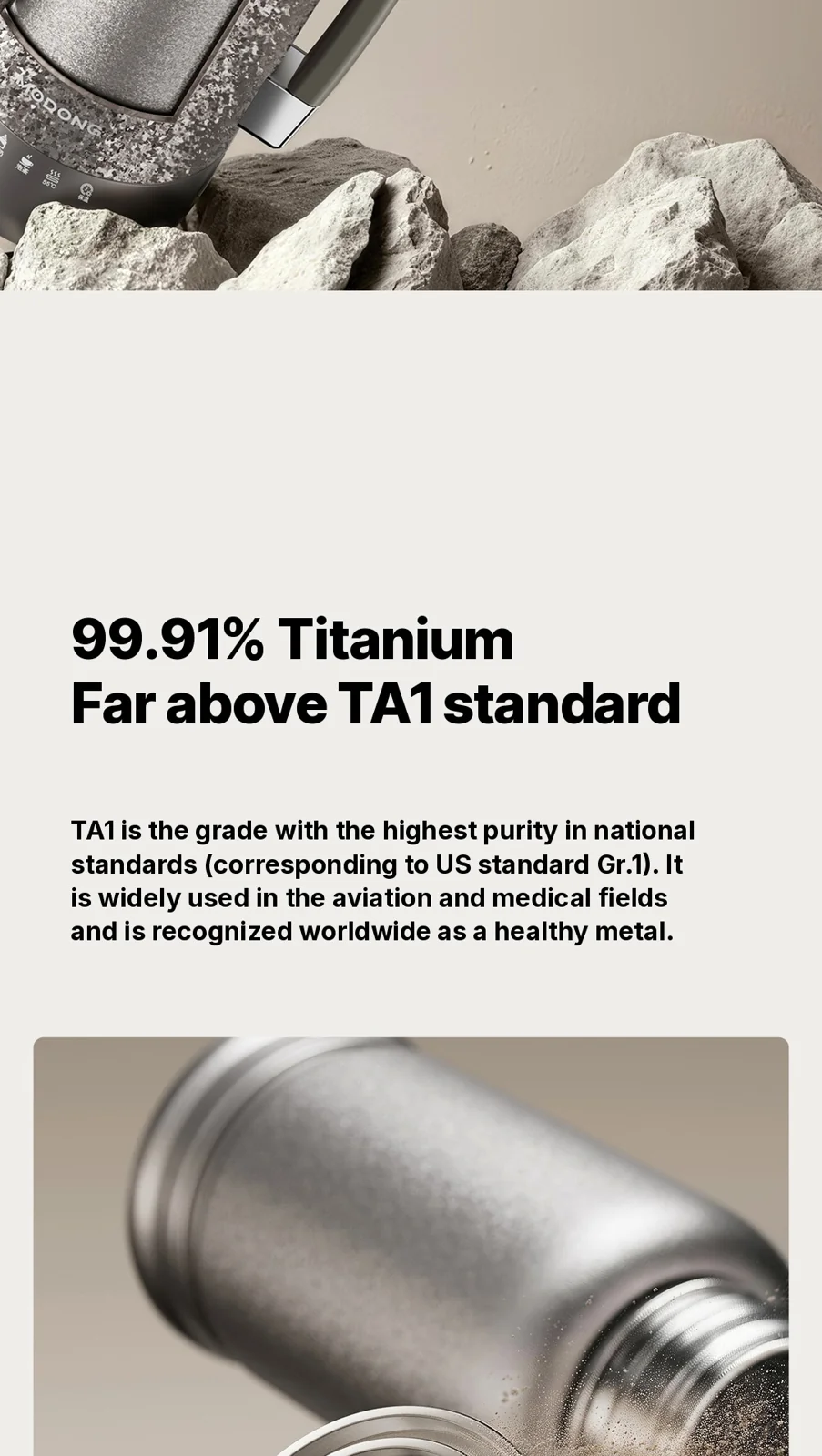 Pure titanium elektrische verwarmbeker met isolatie 1200ml