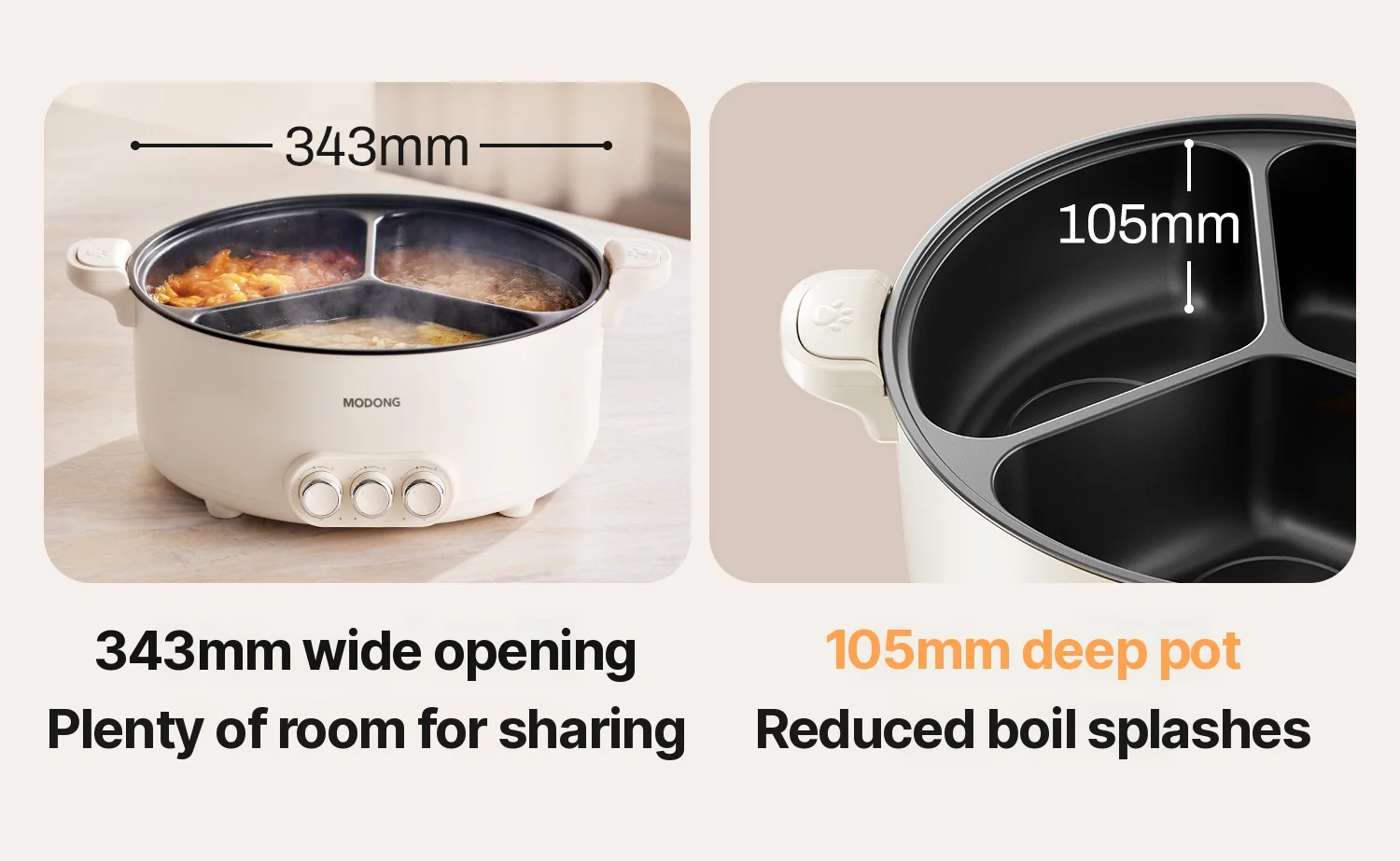 Elektromos hot pot elválasztó betéttel 6L-8L, 220V, 5-6 fő