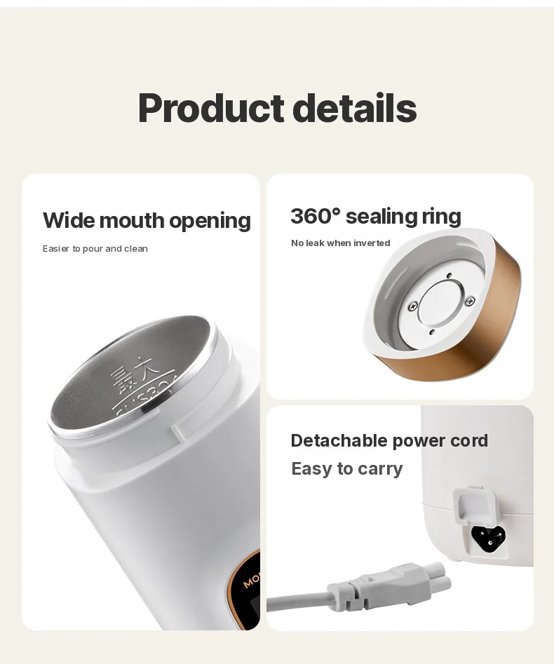 Portable Electric Heating Cup 650ml with 304 or 316 Liner