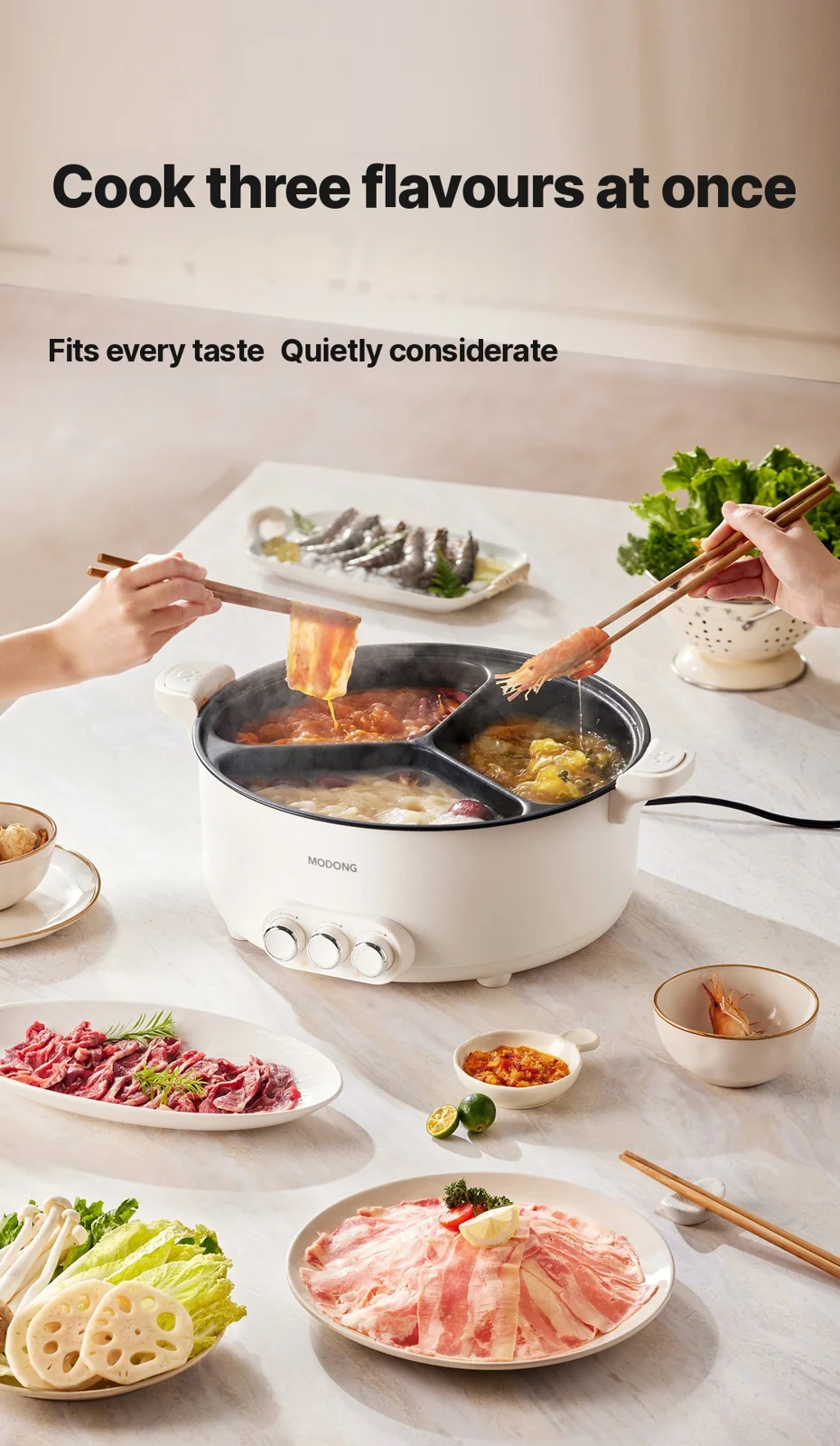 Elektromos hot pot elválasztó betéttel 6L-8L, 220V, 5-6 fő