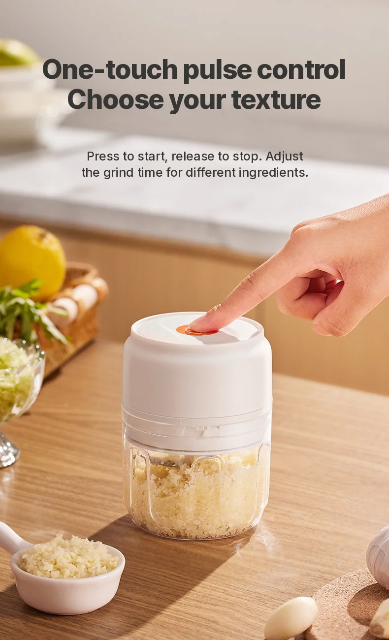 Bærbar elektrisk hvidløgshakker 250 ml trådløs foodprocessor