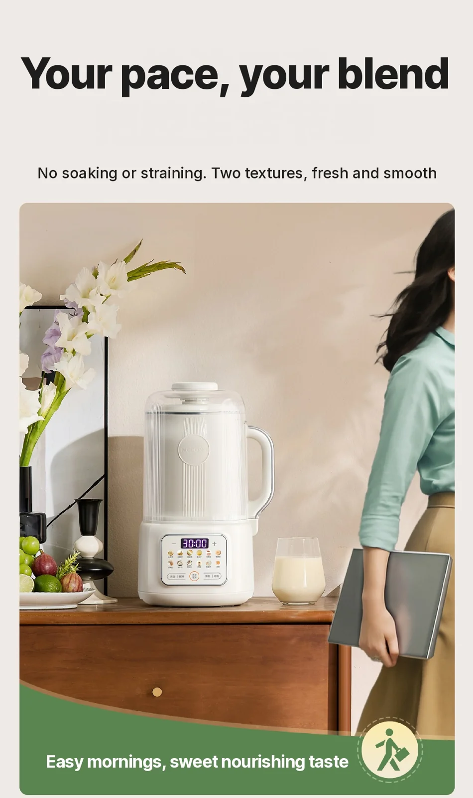 Pengisar Pemanas Pembuat Susu Soya Dengan Pembersihan Sendiri 800W