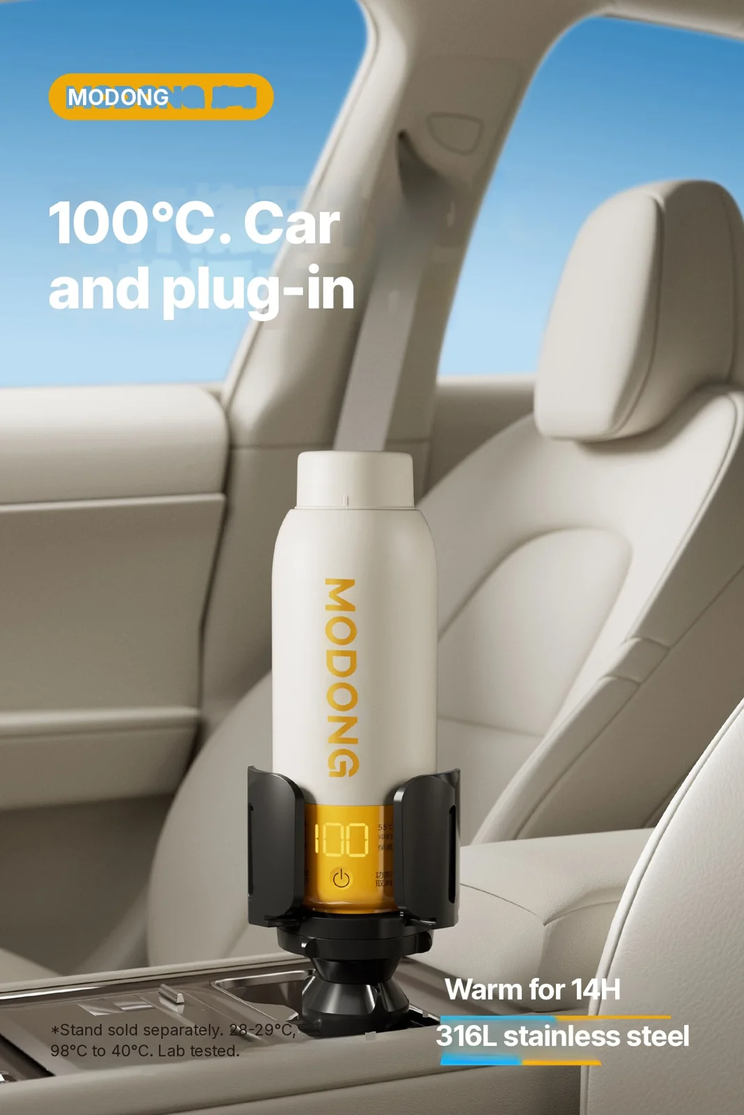 Tazza riscaldante elettrica portatile con controllo della temperatura e uso in auto