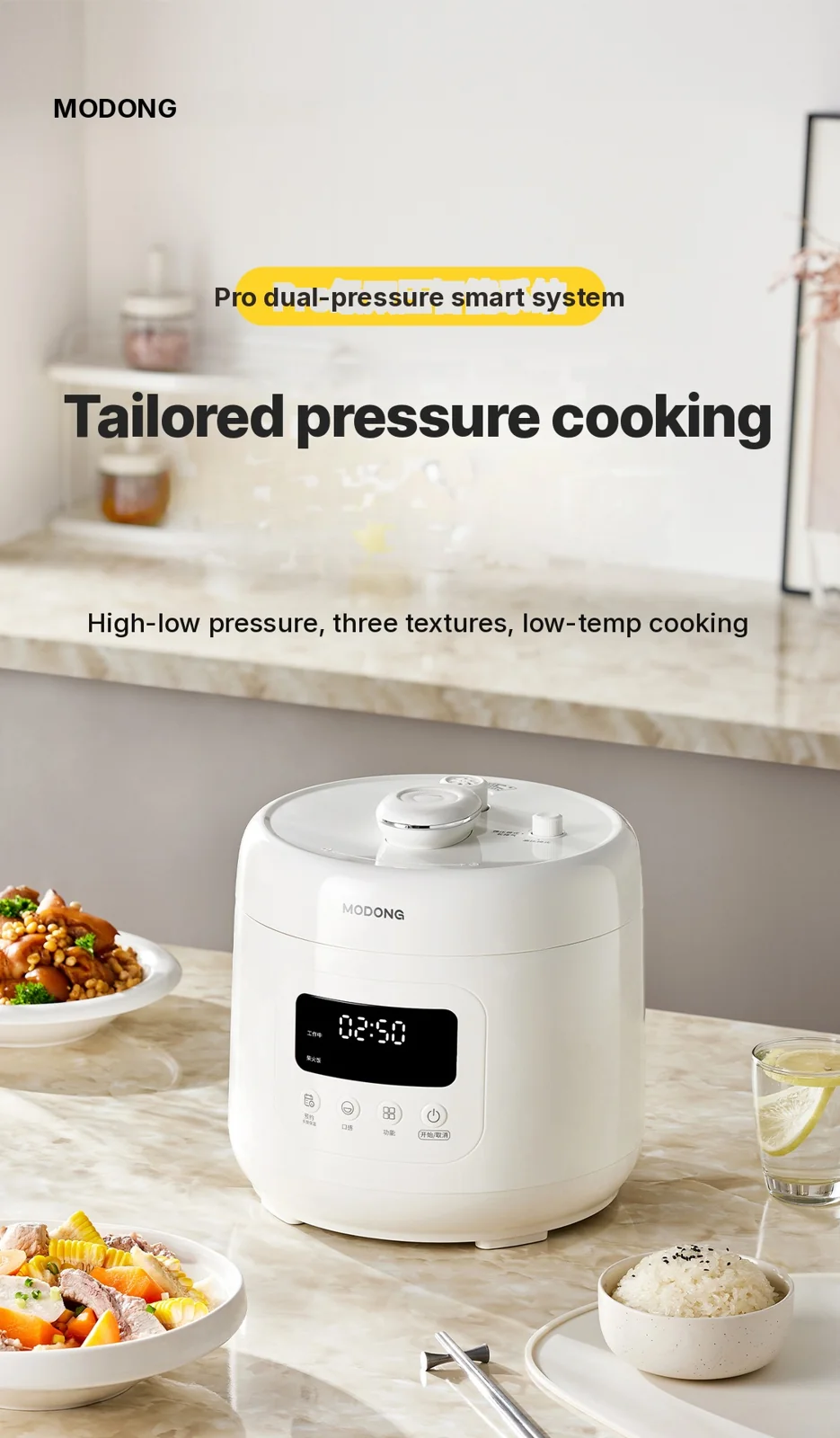 Elektryczny szybkowar 4L z ceramicznym wkładem, 800W, timer 17-24H