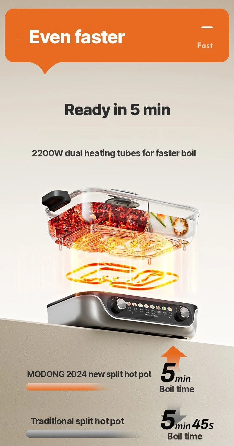 Delený elektrický hot pot s nepriľnavou vložkou, kapacita 8L