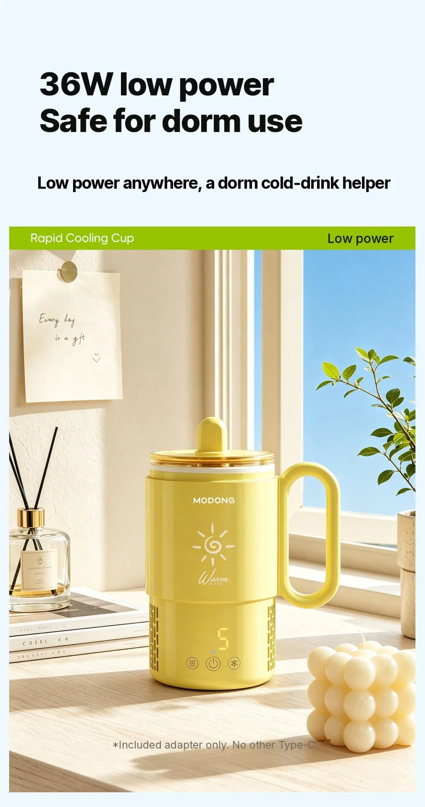 Mini jahutus- ja kuumutustass 450mL 36W puutetundliku juhtimisega