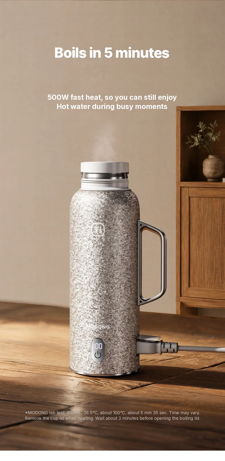 Isolierter Becher aus reinem Titan mit Temperaturanzeige, 601-700ml