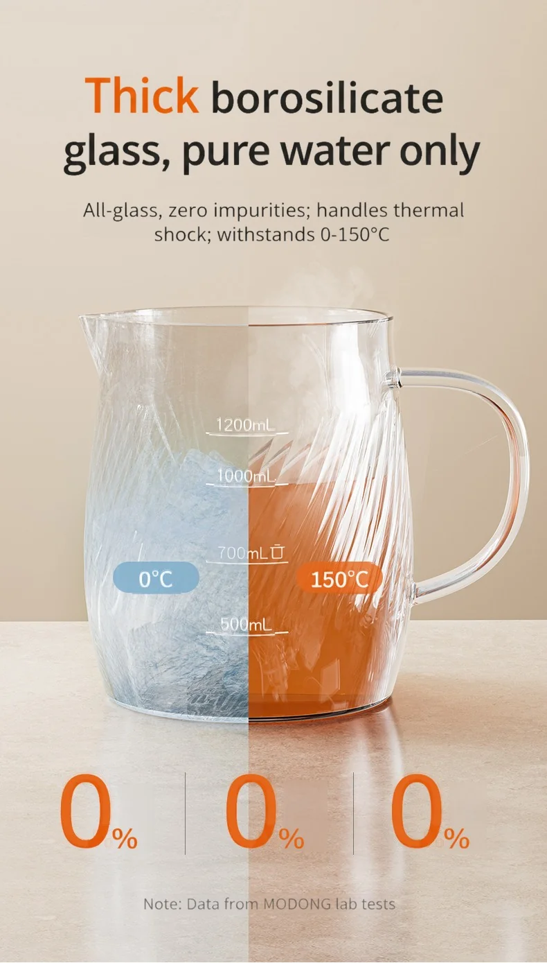 Bouilloire santé électrique en verre avec contrôle de température 1,2 L