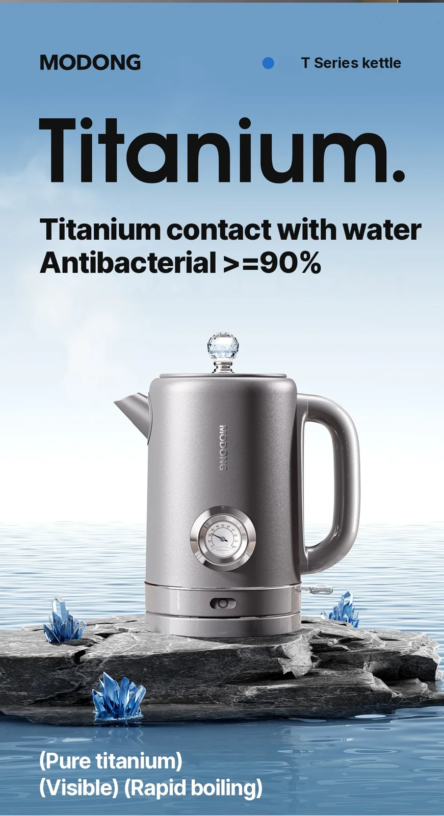 Ấm đun nước điện titanium nguyên chất 1.8L có màn hình nhiệt độ