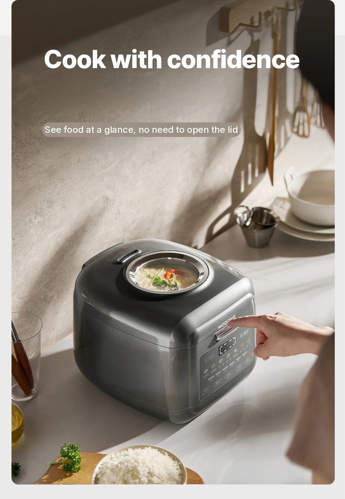 3L Electric Rice Cooker With Keep Warm, Timer And Steaming