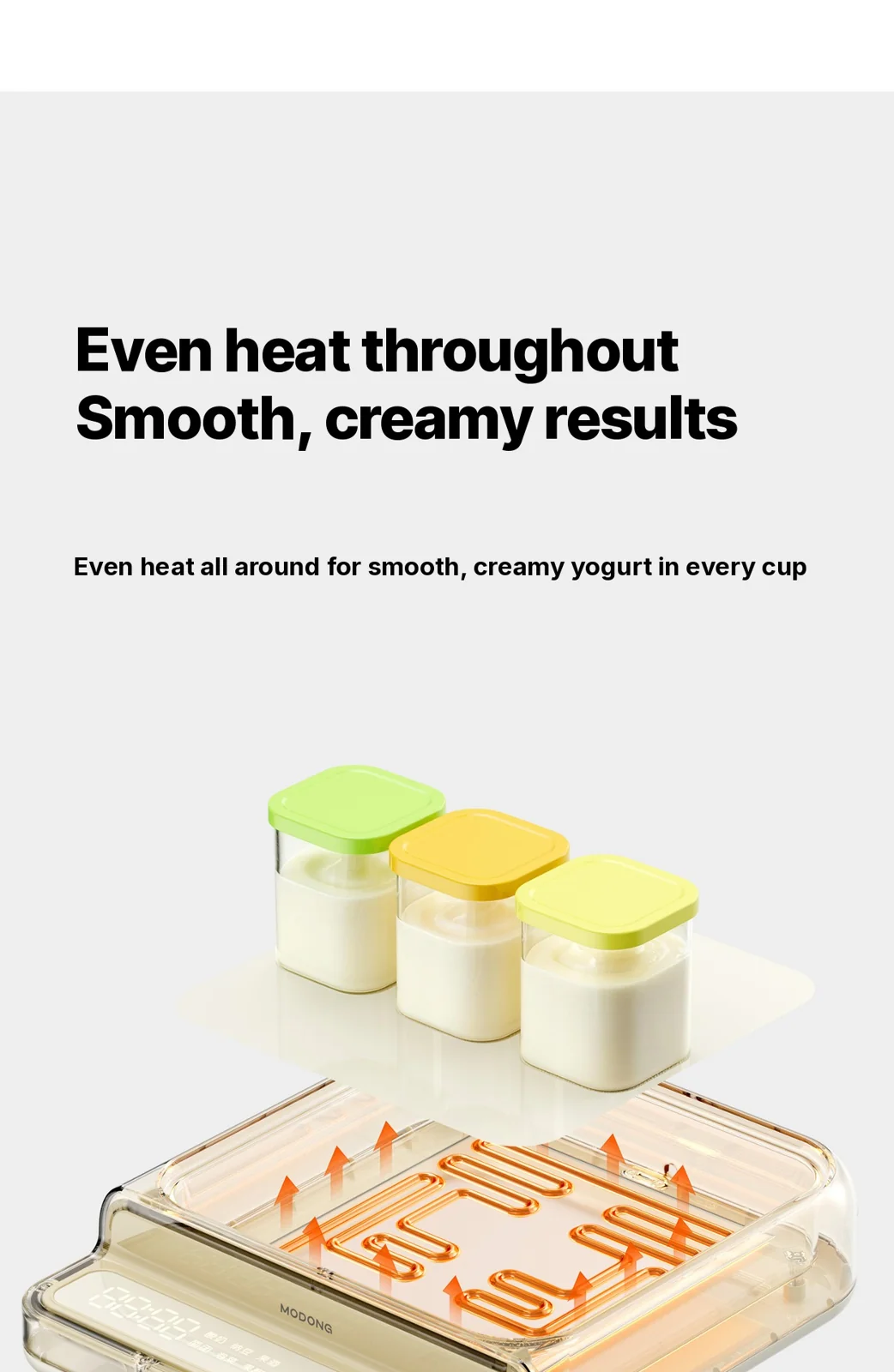 Elektrisk yoghurtmaskine med 9 koprum og glas-indergryde