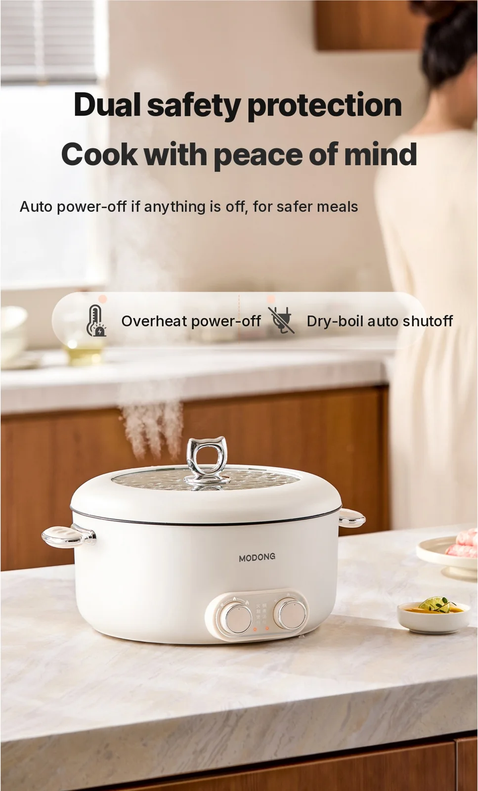 6L Dual Zone Electric Hot Pot With Independent Temperature Control