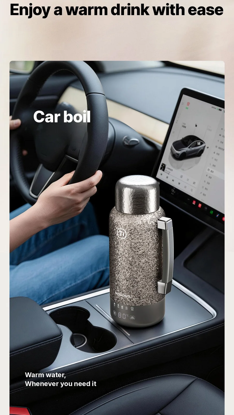 Pure titanium elektrische verwarmbeker met isolatie 1200ml