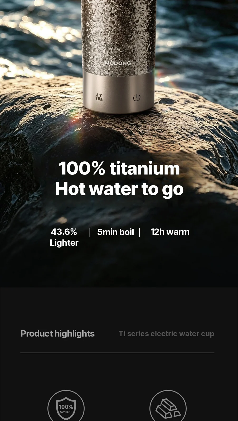 Tragbarer elektrischer Heizbecher aus Titan 350ml Geschenkbox