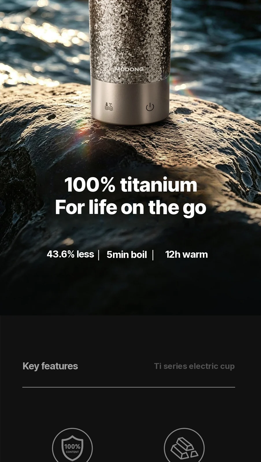 Titaanist elektriline soojendatav reisitass 350ml temperatuurikontrolliga