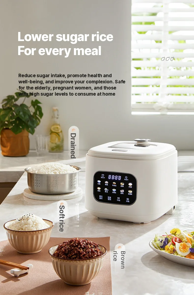 3L Electric Rice Cooker With Glass Window and Timer