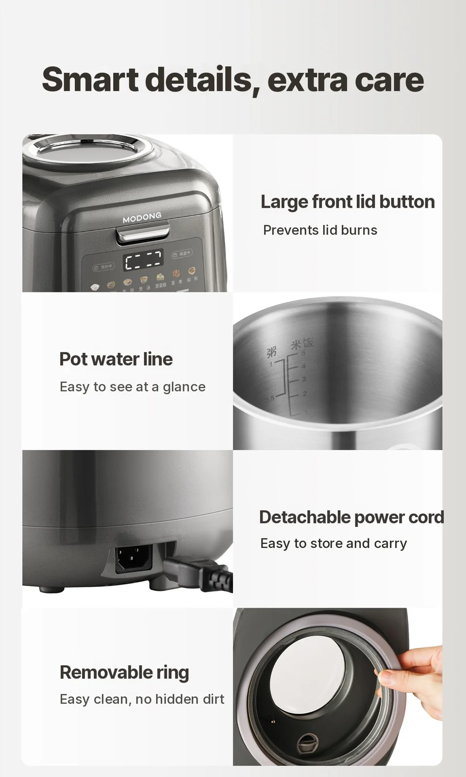3L Electric Rice Cooker With Keep Warm, Timer And Steaming