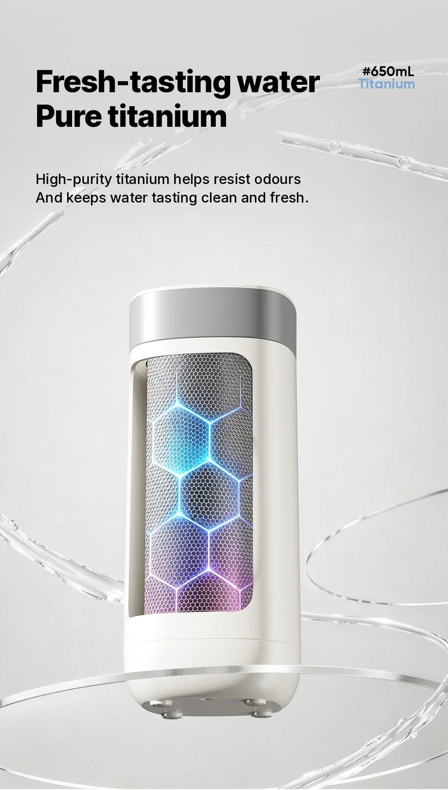 Titāna elektriskā ceļojumu ūdens sildkrūze, 650ml, 220V