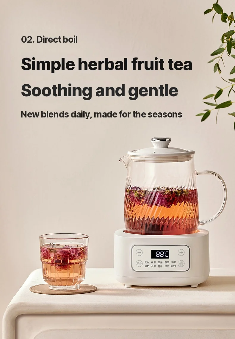 Ấm dưỡng sinh điện bằng thủy tinh 1-1.5L điều khiển cảm ứng cho trà