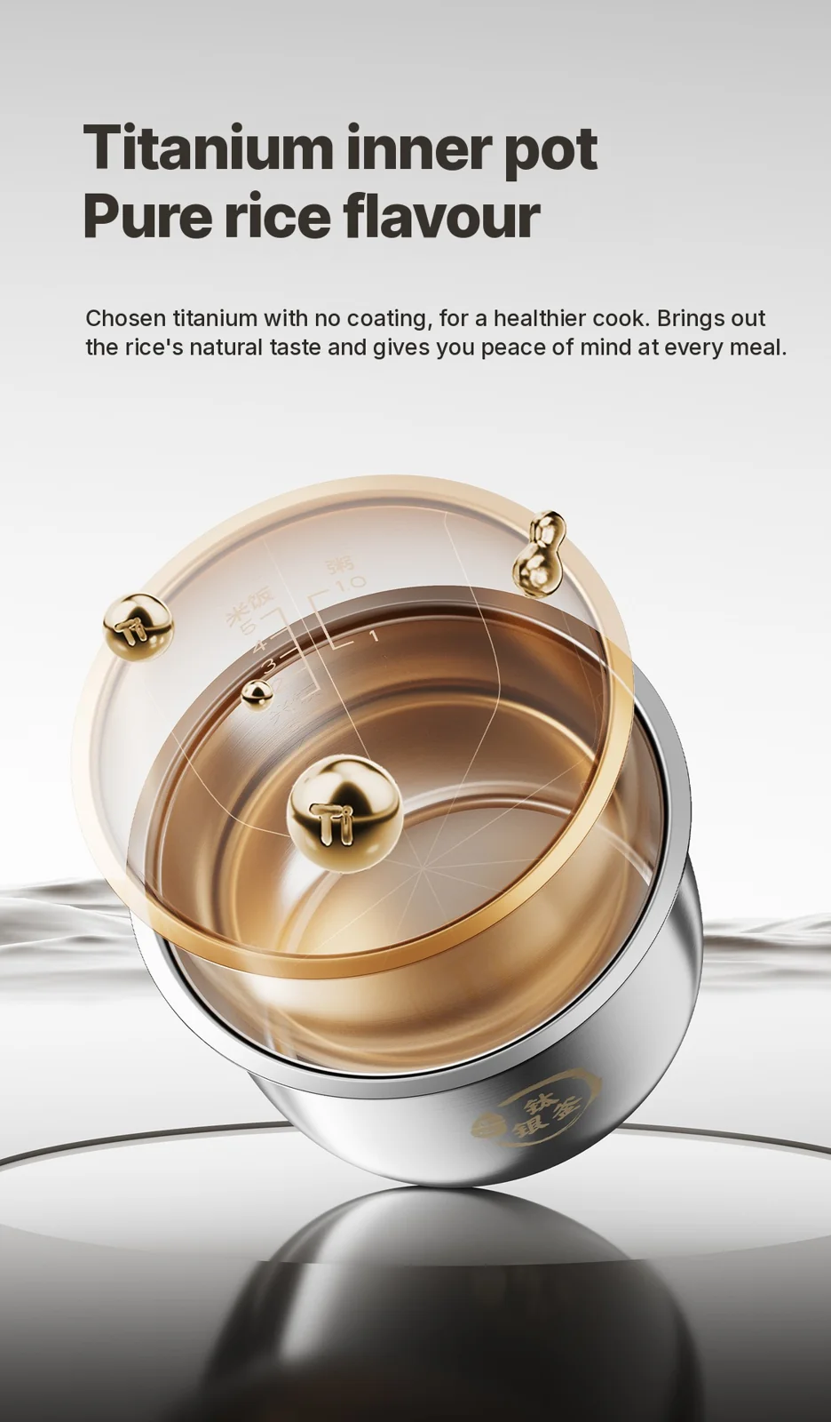 Electric Rice Cooker with Titanium Inner Pot, 2L/3L