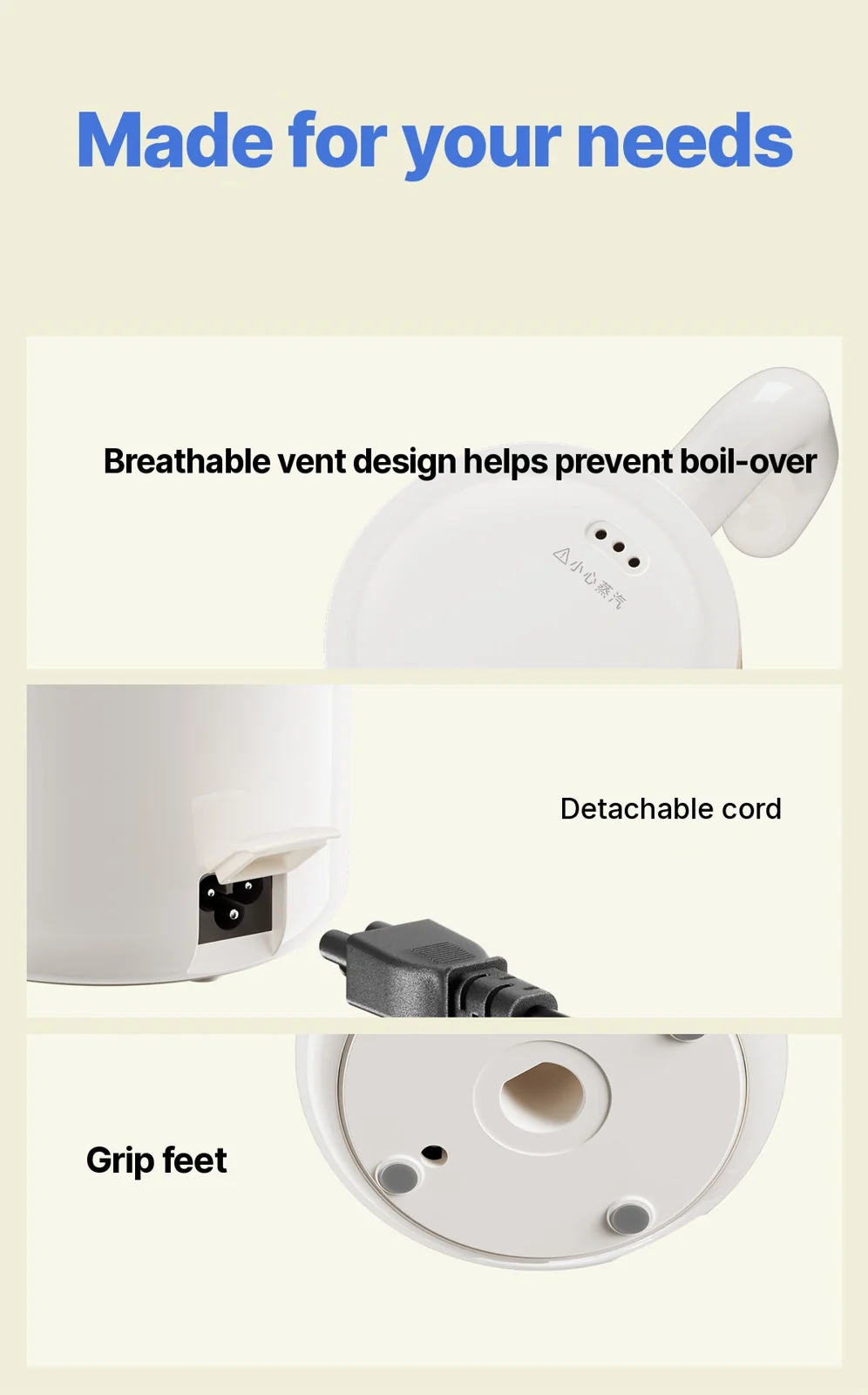 Tasse chauffante électrique avec revêtement intérieur en acier inoxydable 304 ou 316L
