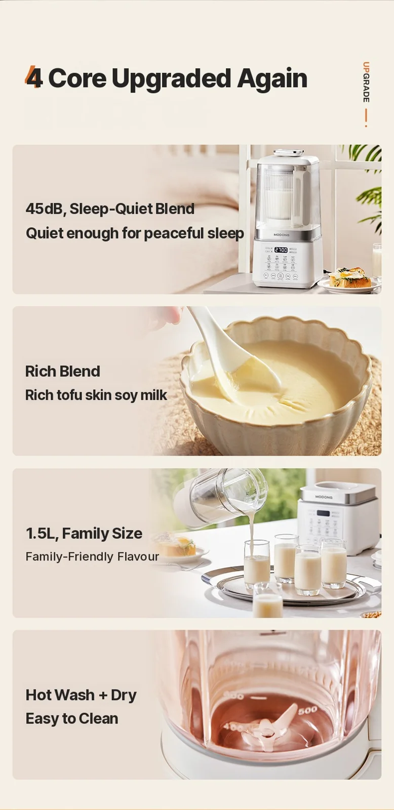 Licuadora calefactora para sopa, zumo, comida para bebés, leche de soja