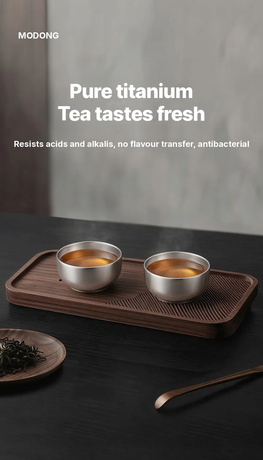 Bộ chén trà Gongfu bằng titanium nguyên chất 55ml, thủ công, hoàn thiện trơn