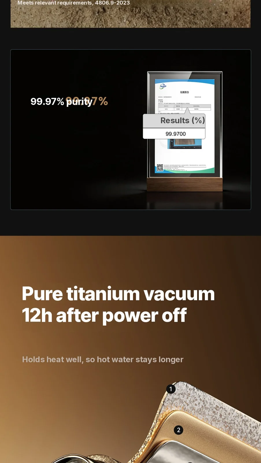 Tragbarer elektrischer Heizbecher aus Titan 350ml Geschenkbox